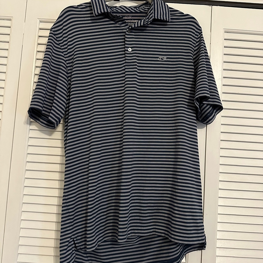 Vineyard Vines Blue and White Striped Polo Shirt